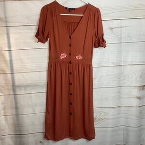 One Clothing Rust Brown Button Up Short Sleeve Size XS